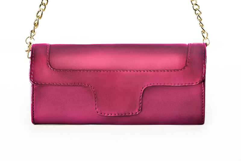 Women's fuchsia pink luxurious elegant clutch for ceremonies, weddings and evenings out. - Profile view